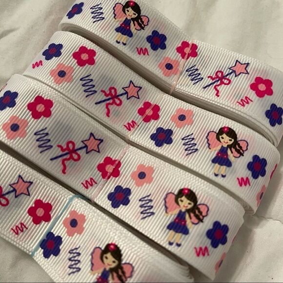 Grosgrain Ribbon 7/8” 5 yards yds 5/$20 NEW fairy flowers floral wand girl pink - Picture 3 of 5